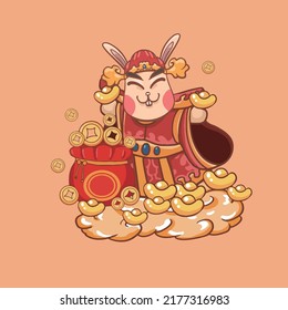 cartoon rabbit new year illustration