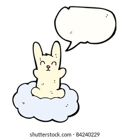 cartoon rabbit on cloud with speech bubble