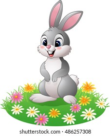 Cartoon rabbit on the grass