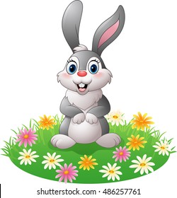 Cartoon rabbit on the grass