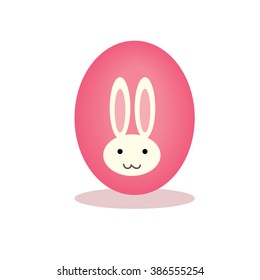 cartoon rabbit on pink Easter egg-vector