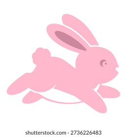 A cartoon rabbit in pink color running