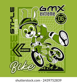 Cartoon rabbit playing bicycle sport , vector illustration