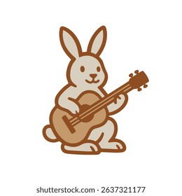 Cartoon Rabbit Playing the Guitar