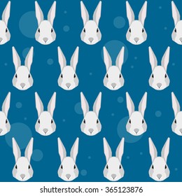 Cartoon rabbit portrait seamless pattern background