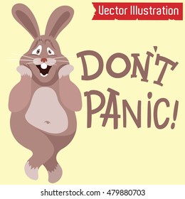 A cartoon rabbit with a scared expression. 