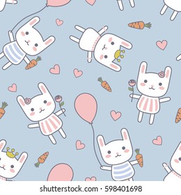 Cartoon Rabbit Seamless Baby Pattern