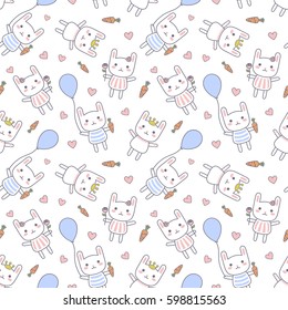 Cartoon Rabbit Seamless Baby Pattern