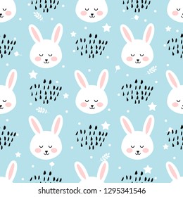 Cartoon rabbit seamless pattern