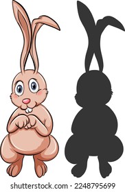 Cartoon rabbit with its silhouette illustration