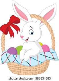 Cartoon rabbit sitting in a bucket