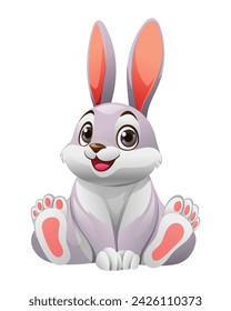 Cartoon rabbit sitting. Cute bunny vector illustration isolated on white background