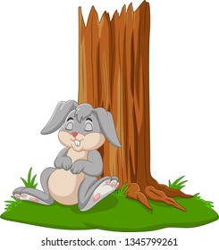 Cartoon-Kaninchen schlafend unter Baum