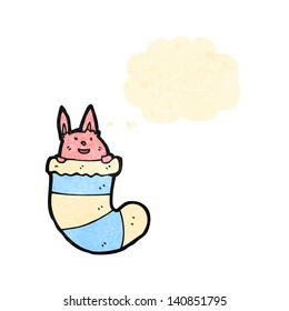 cartoon rabbit in sock