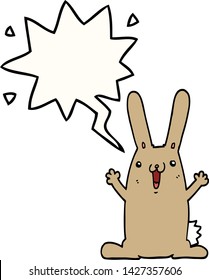 cartoon rabbit with speech bubble