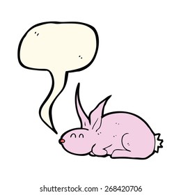 conejo de dibujos animados con burbuja de habla