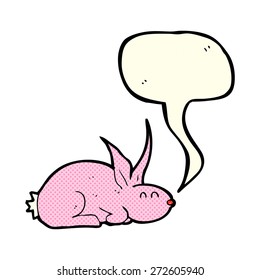 conejo de dibujos animados con burbuja de habla