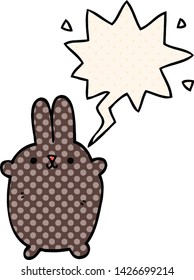 cartoon rabbit with speech bubble in comic book style