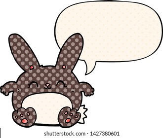 cartoon rabbit with speech bubble in comic book style