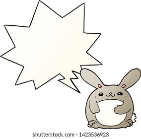 cartoon rabbit with speech bubble in smooth gradient style