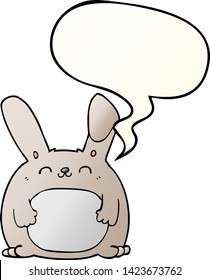 cartoon rabbit with speech bubble in smooth gradient style