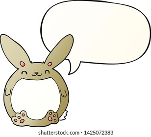 conejo de dibujos animados con burbuja de habla en un estilo de gradiente suave