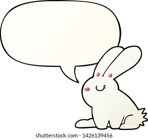 conejo de dibujos animados con burbuja de habla en un estilo de gradiente suave