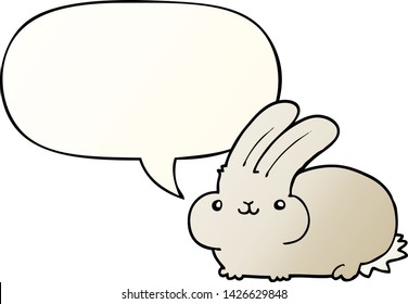 cartoon rabbit with speech bubble in smooth gradient style