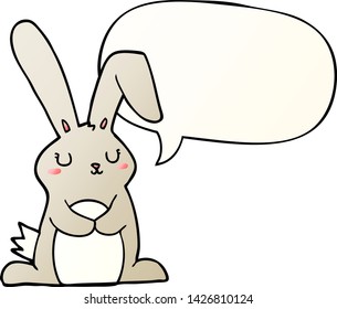 cartoon rabbit with speech bubble in smooth gradient style