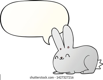coelho de desenho animado com balão de fala em estilo gradiente suave