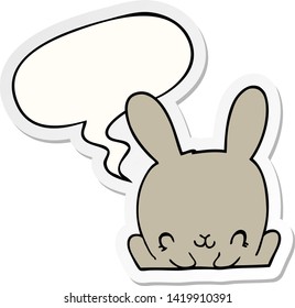cartoon rabbit with speech bubble sticker