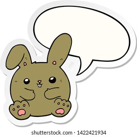 cartoon rabbit with speech bubble sticker
