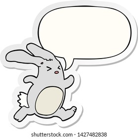 cartoon rabbit with speech bubble sticker
