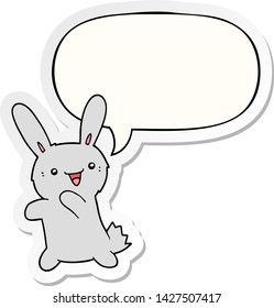 cartoon rabbit with speech bubble sticker