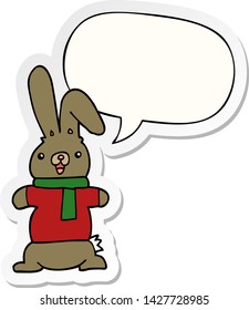 cartoon rabbit with speech bubble sticker