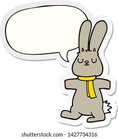 cartoon rabbit with speech bubble sticker
