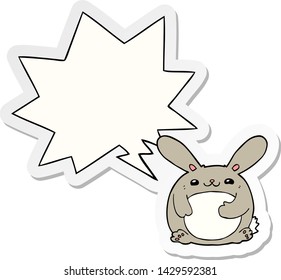 cartoon rabbit with speech bubble sticker