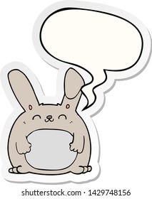 cartoon rabbit with speech bubble sticker