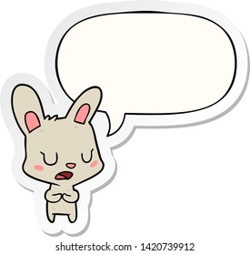 cartoon rabbit talking with speech bubble sticker