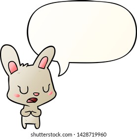 cartoon rabbit talking with speech bubble in smooth gradient style