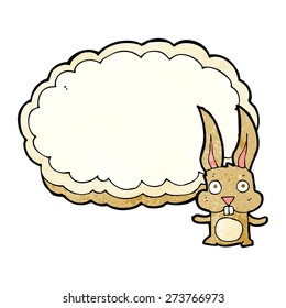 conejo de dibujos animados con espacio de texto en la nube