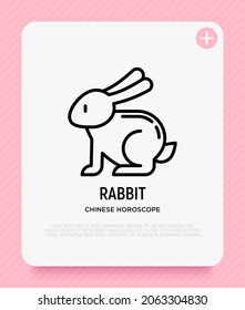 Cartoon rabbit thin line icon. Modern vector illustration for Chinese horoscope.