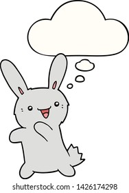 conejo de dibujos animados con burbuja de pensamientos