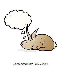 conejo de dibujos animados con burbuja de pensamientos