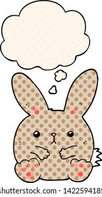 cartoon rabbit with thought bubble in comic book style