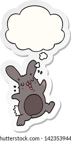 cartoon rabbit with thought bubble as a printed sticker