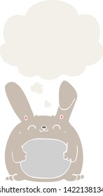 cartoon rabbit with thought bubble in retro style