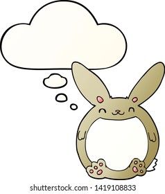 cartoon rabbit with thought bubble in smooth gradient style