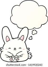 cartoon rabbit with thought bubble in smooth gradient style