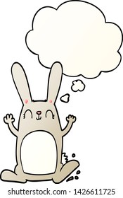 cartoon rabbit with thought bubble in smooth gradient style